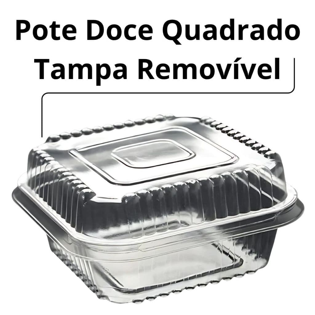 Embalagem Pote Quadrado Bolos Doces Sobremesas Tampa Removível 300 Unidades