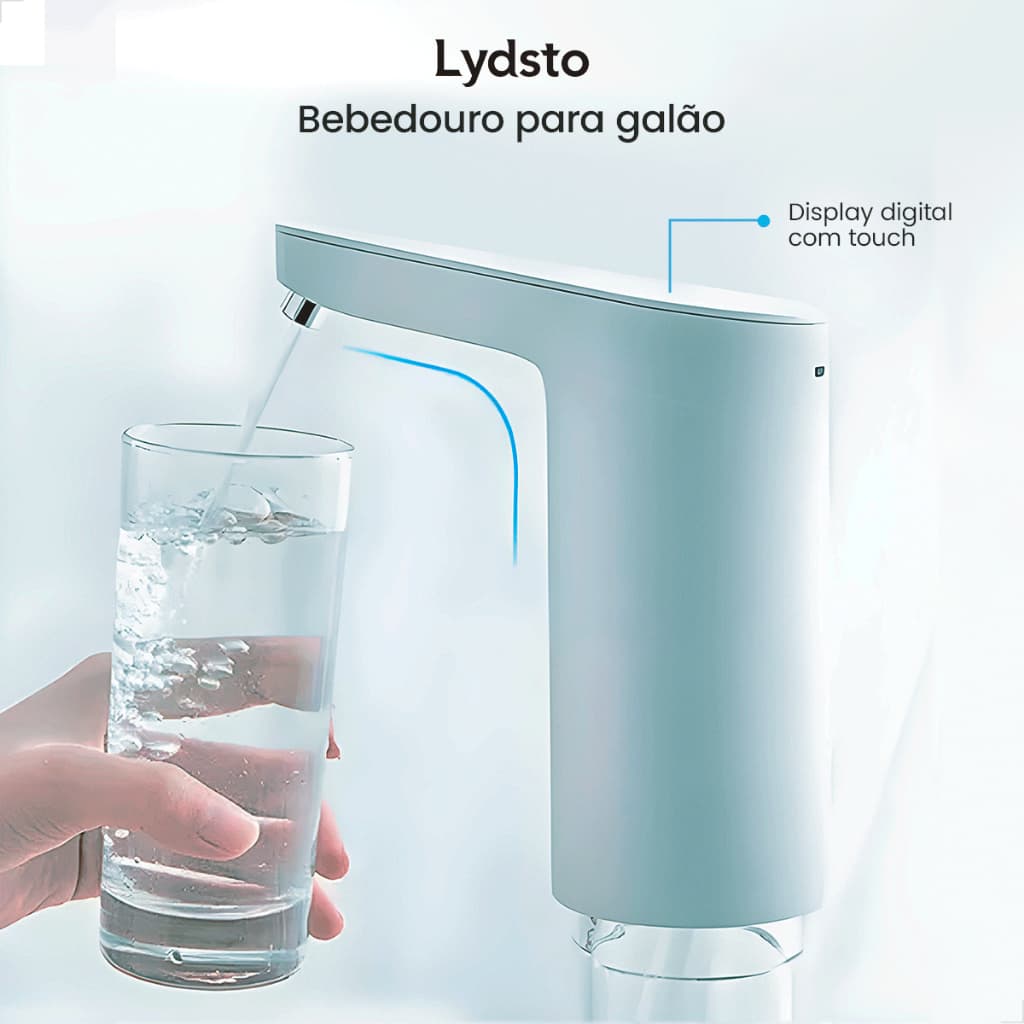 Bomba de Água Lydsto Elétrica Portátil Compacto para Galão Garrafão Bebedouro Com Botão Display LED
