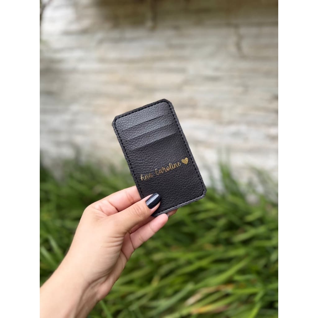 Kit 30 Unidades Porta Cartão Nicolly Personalizado Com Nome ou Iniciais Em Couro Sintetico