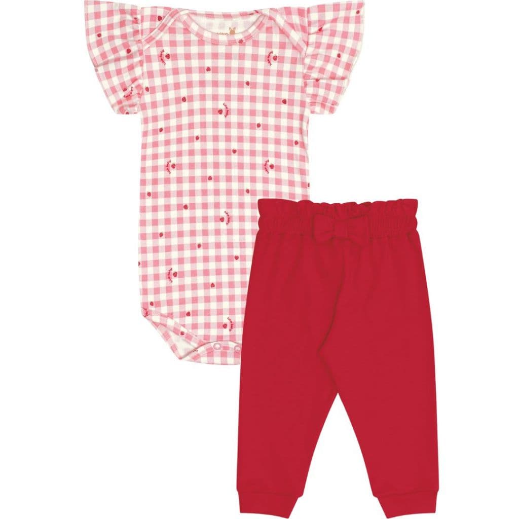 Conjunto Bebê Kiko Baby Sweet Picnic | Body Mc + Calça Clochard Em Suedine