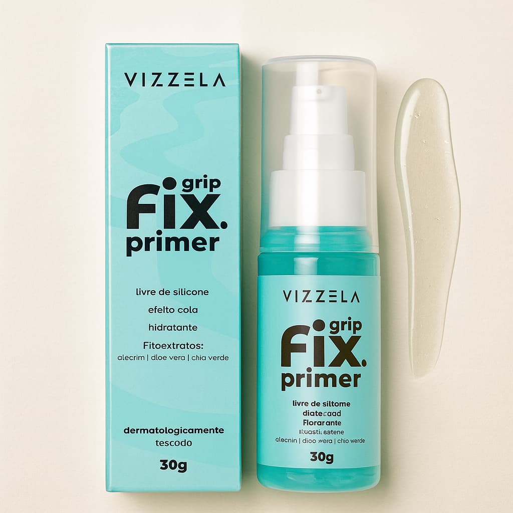 Primer Facial Grip Fix VIZZELA 30g - Primer Facial Hidratante Fixador de Maquiagem