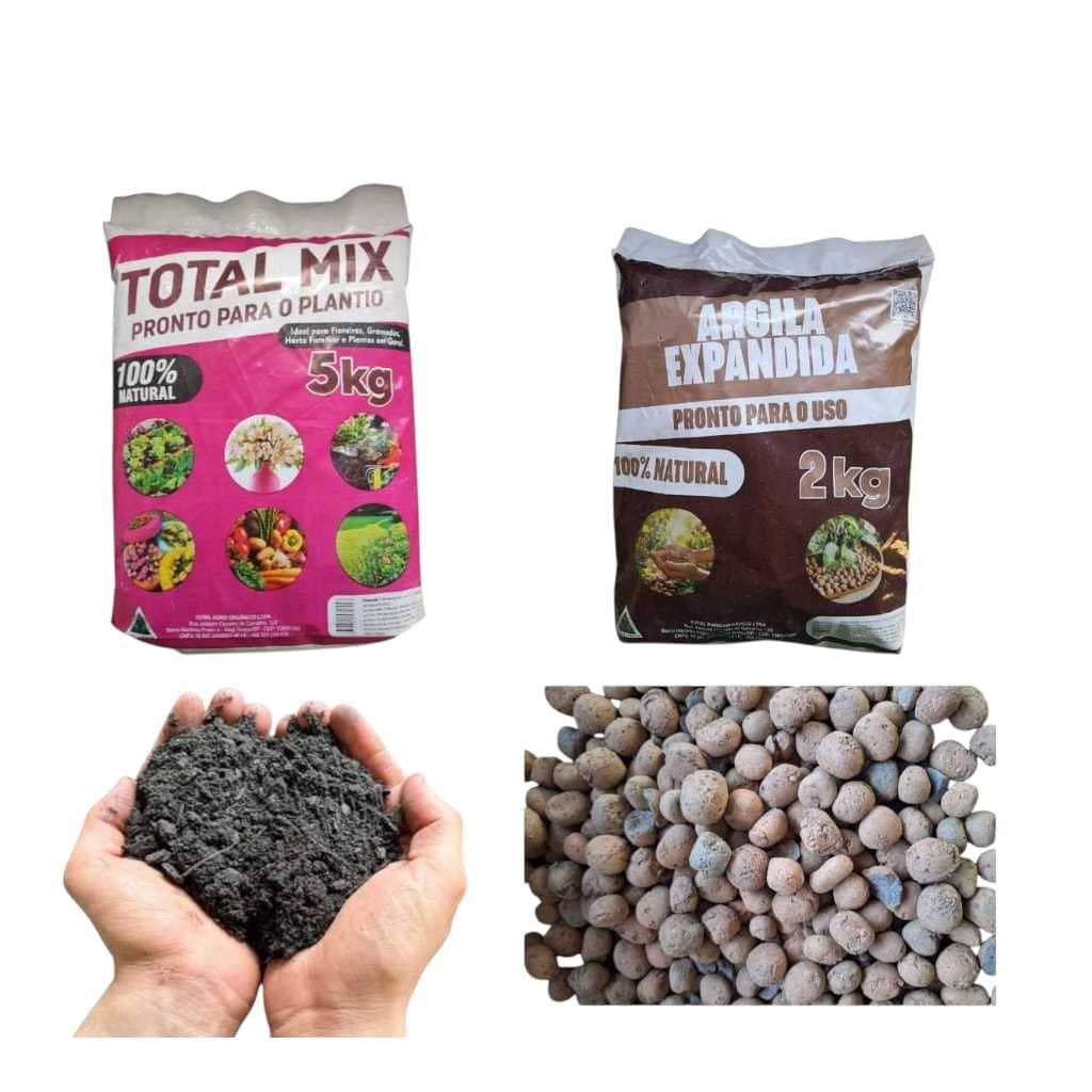 Kit Super Drenagem Premium Substrato Total Mix 5kg+Argila Expandida 2kg Tamanho 3222 Total Agro