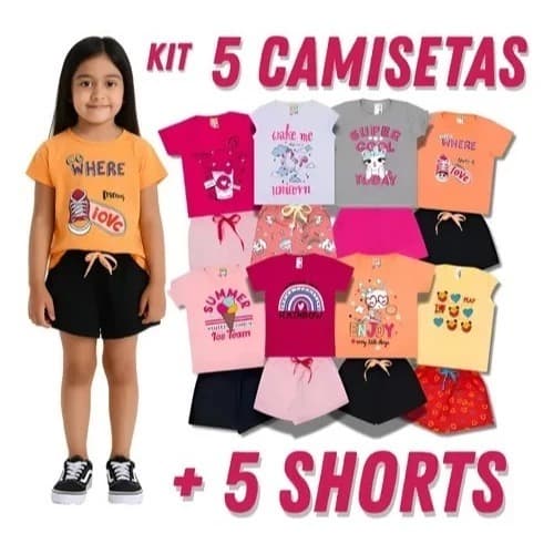 KIT 10 PEÇAS SORTIDAS - 5 CONJUNTOS FEMININOS - VERÃO PREMIUM 100% ALGODÃO