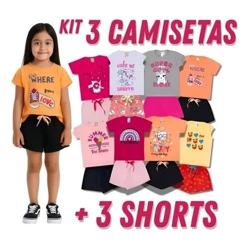 KIT 6 PEÇAS SORTIDAS - 3 CONJUNTOS FEMININOS - VERÃO PREMIUM 100% ALGODÃO