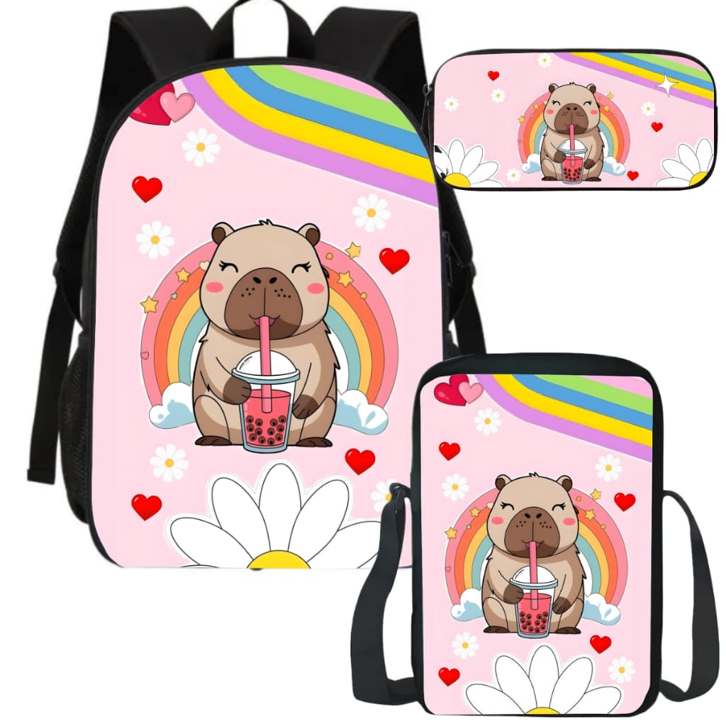 Itens Escolares Mochila Estojo Lancheira Infantil Capivara