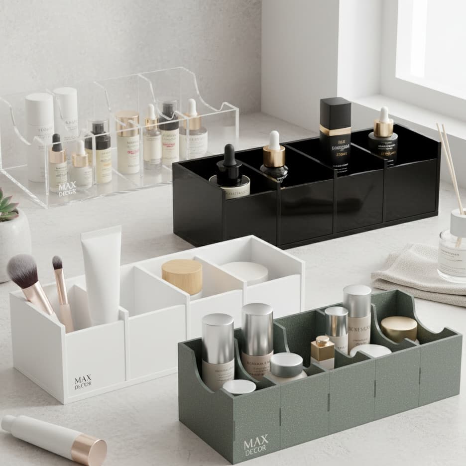 Organizador Porta Cremes e Séruns Acrílico 5 Divisórias Organização de Skincare
