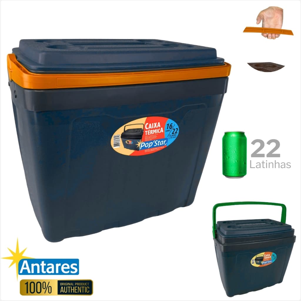 Caixa Térmica Portátil 16L Antares | Linha PopStar com Alça – Ideal para Viagem e Praia