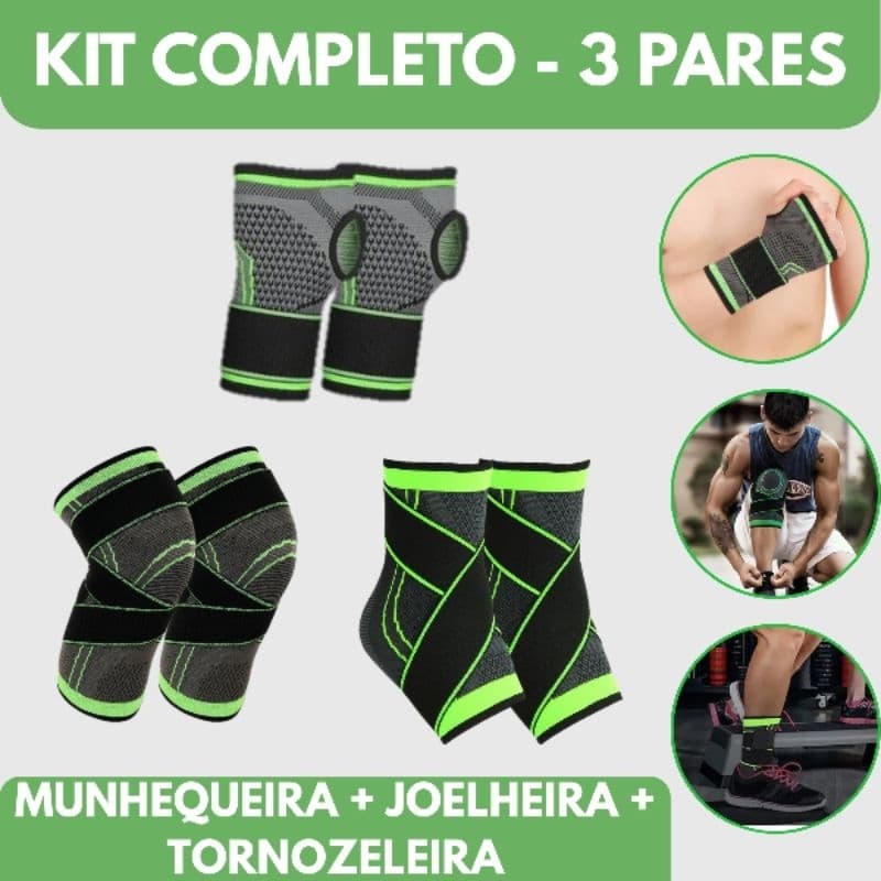 Munhequeira Joelheira Tornozeleira Esportiva de Compressão Estabilizadora Elástica Academia
