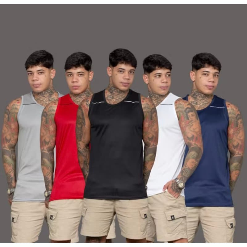 Kit 5 Camisa Regata dry fit masculino verão academia esporte treino