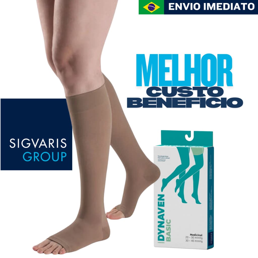 Meia de Compressão Panturrilha 3/4 Dynaven Basic 20-30mmHg Elastica - Sigvaris Varizes Linfedema