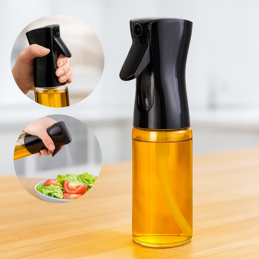 Porta Azeite de Vidro Borrifador 210 ML Com Tampa para Cozinha Galheteiro Spray para Vinagre