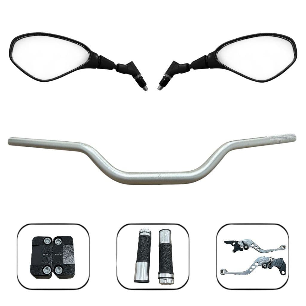 Kit Guidão Retrovisor Manete Manopla Saturno Moto Yamaha Ybr 125 Ys 150/250 Fazer