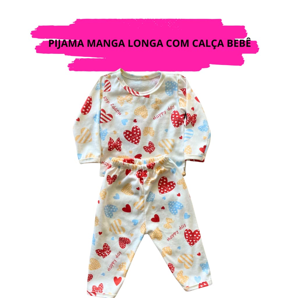 Pijama Manga Longa Bebê Feminino Infantil Menina do P ao GG 100% Algodão