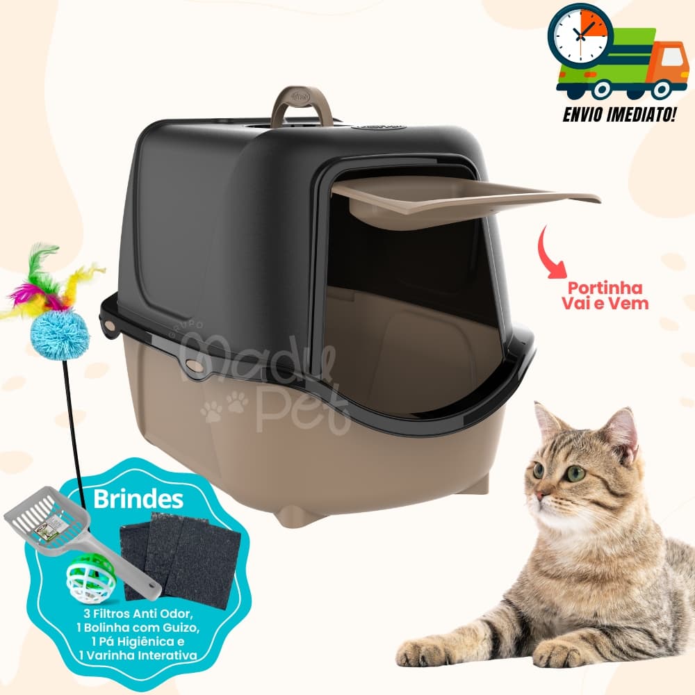 Caixa de Areia Para Gatos Fechada Banheiro Sanitário Com Filtro Anti Odor e Pá Envio Imediato