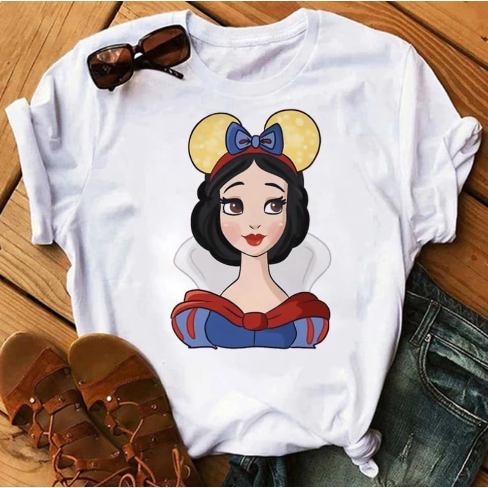 Camiseta princesa branca de neve com orelha