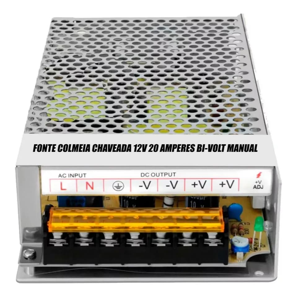 Fonte 12v 20a 240w Max Amper Chaveada Bivolt Colmeia Cftv camera led