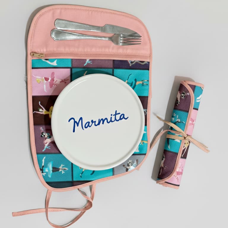 Kit Porta Talher com Jogo Americano – Uso Diário para Escola, Trabalho ou Viagem, Criança e Adultos