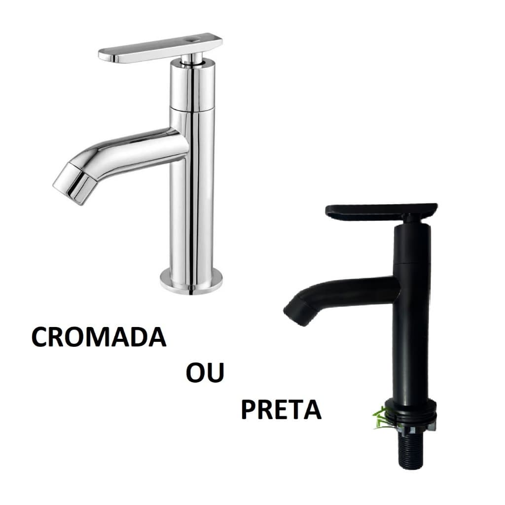 Torneira Pia de Banheiro Lavabo Cuba Lavatorio Alavanca Moderna Preta Cromada ABS