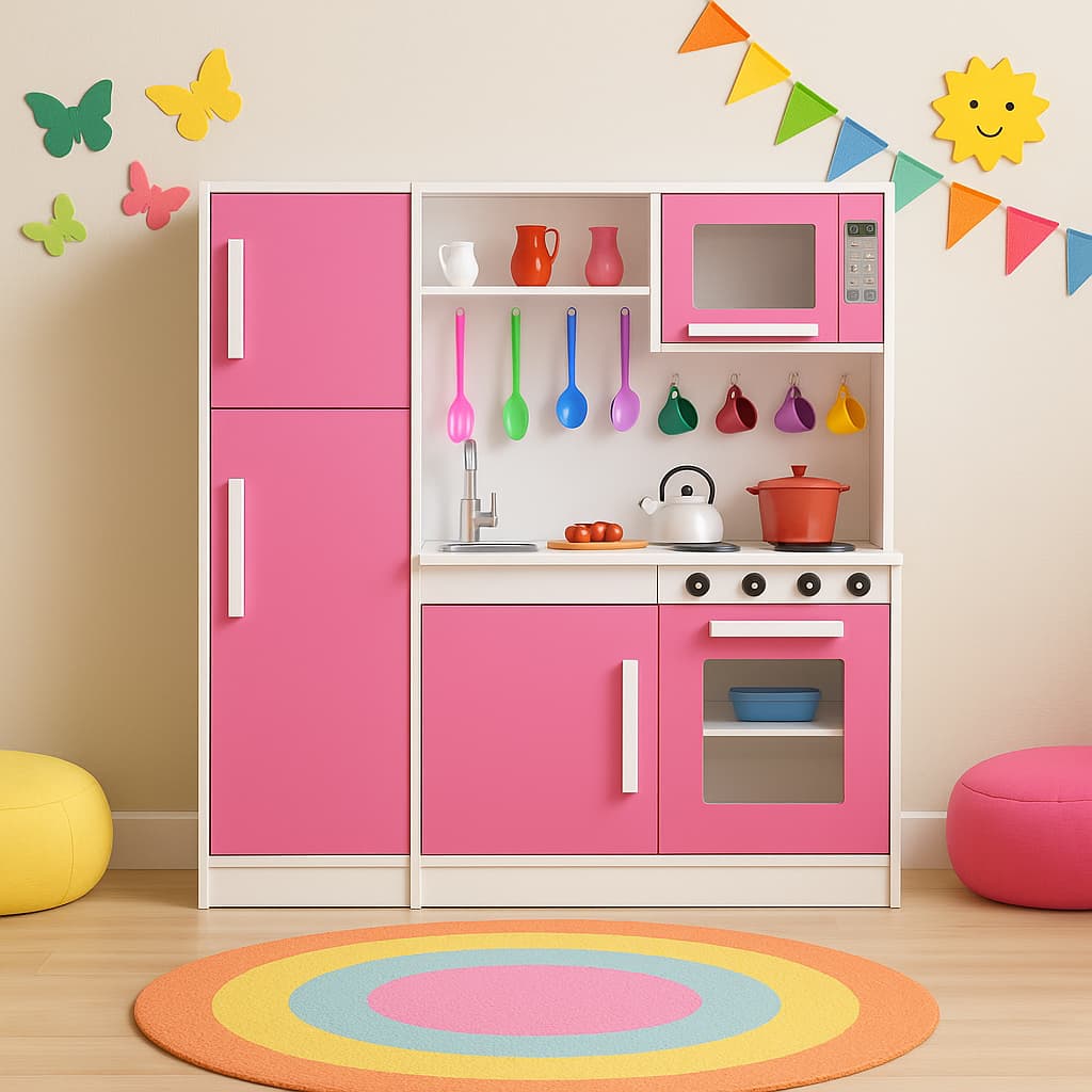 Cozinha Infantil Brinquedo Educativo Completa com Armário Fogão Pia e Geladeira