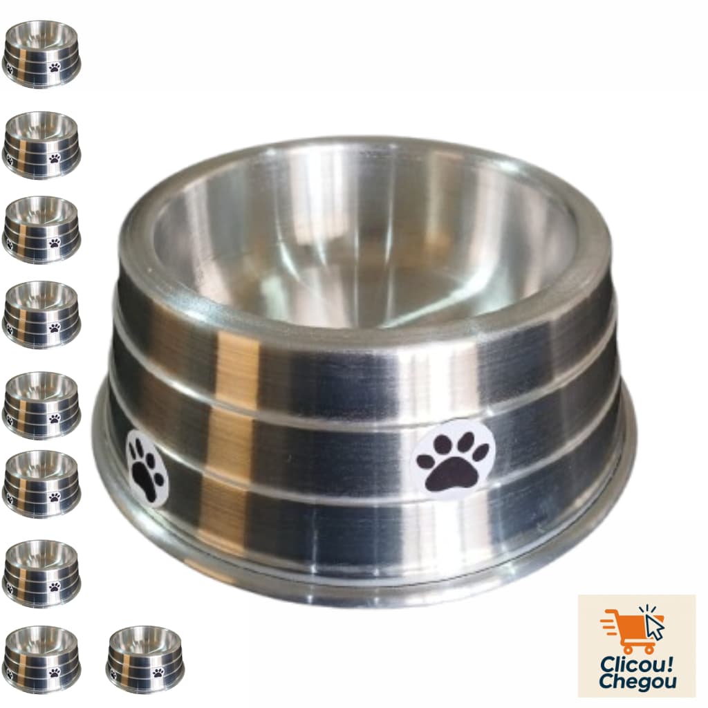 Comedouros em Alumínio Resistente Leve Polido para Pet Diversos Tamanhos 250ml/500ml/1000ml/1200ml - Kits com 10 peças