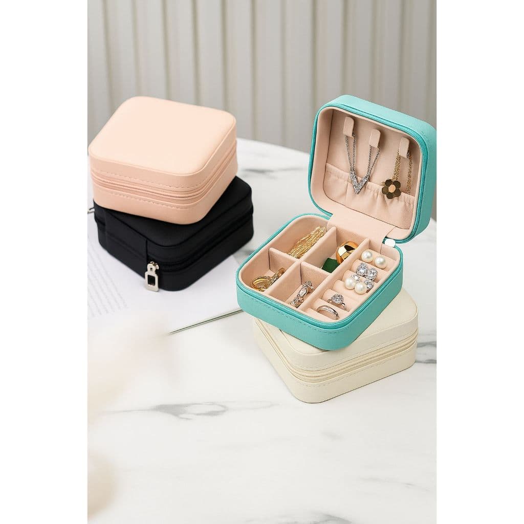 Mini Porta Joias Viagem Maleta Lembrancinha Presente Forrado Bolsa Brincos Colar Pulseria Bijuteria