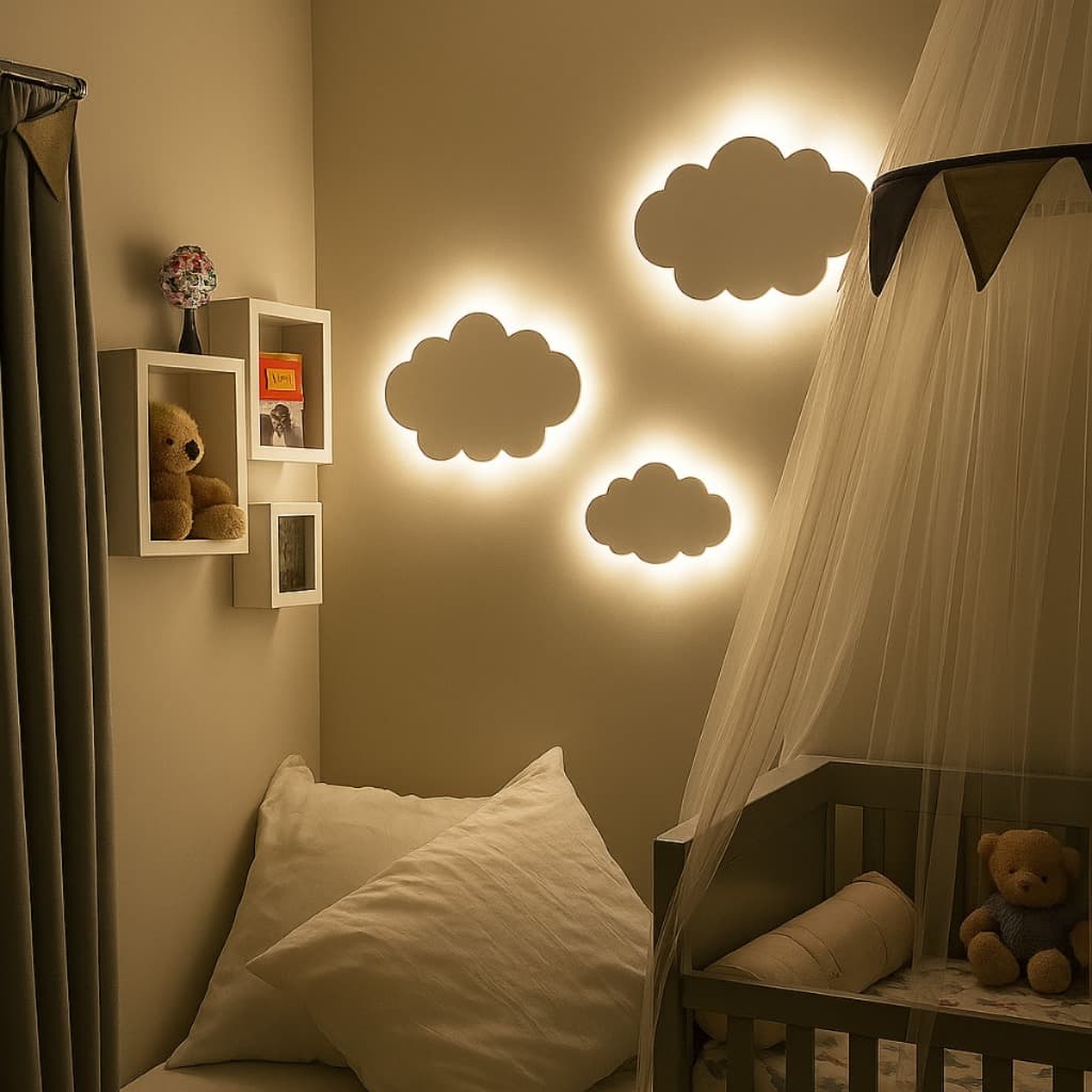 Kit 3 Luminaria Nuvem Decoração Led MDF 15MM Decoracao Infantil PRONTA ENTREGA