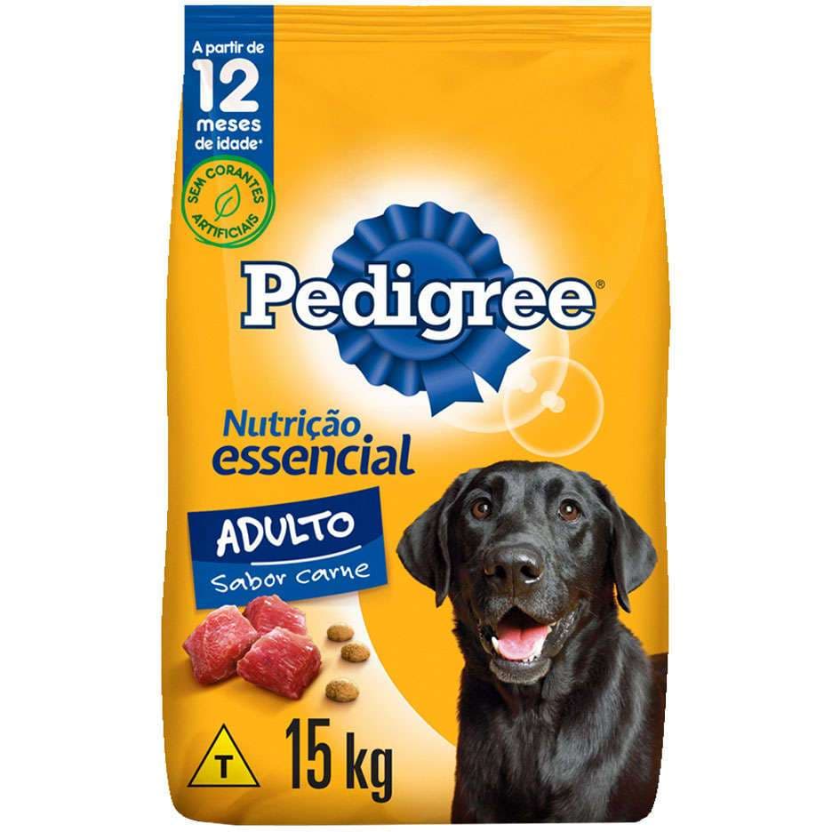 Ração Pedigree Nutrição Essencial para Cães Adultos sabor Carne 15kg
