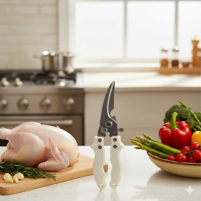 Tesoura Cozinha Profissional Corte Frango Lâmina Afiado Cabo Ergonômico Aço Inoxidável