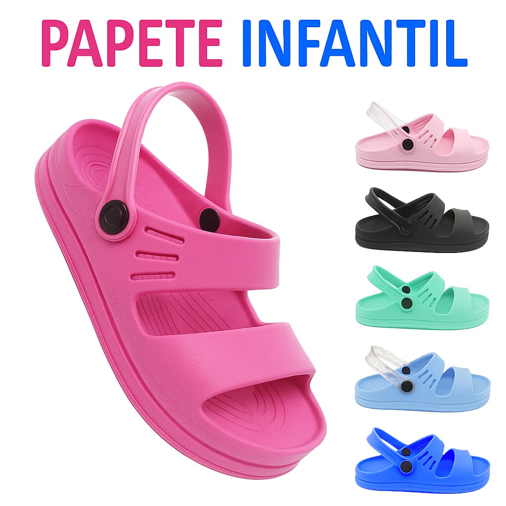 Sandália Infantil Feminina Papete Masculino Confortável Leve Antiderrapante Macia Blogueirinha