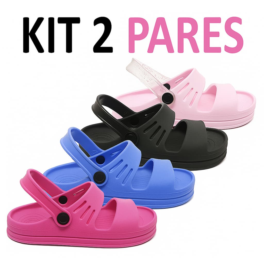 Kit Sandália Infantil Feminina Papete Masculino Confortável Leve Antiderrapante Macia Blogueirinha