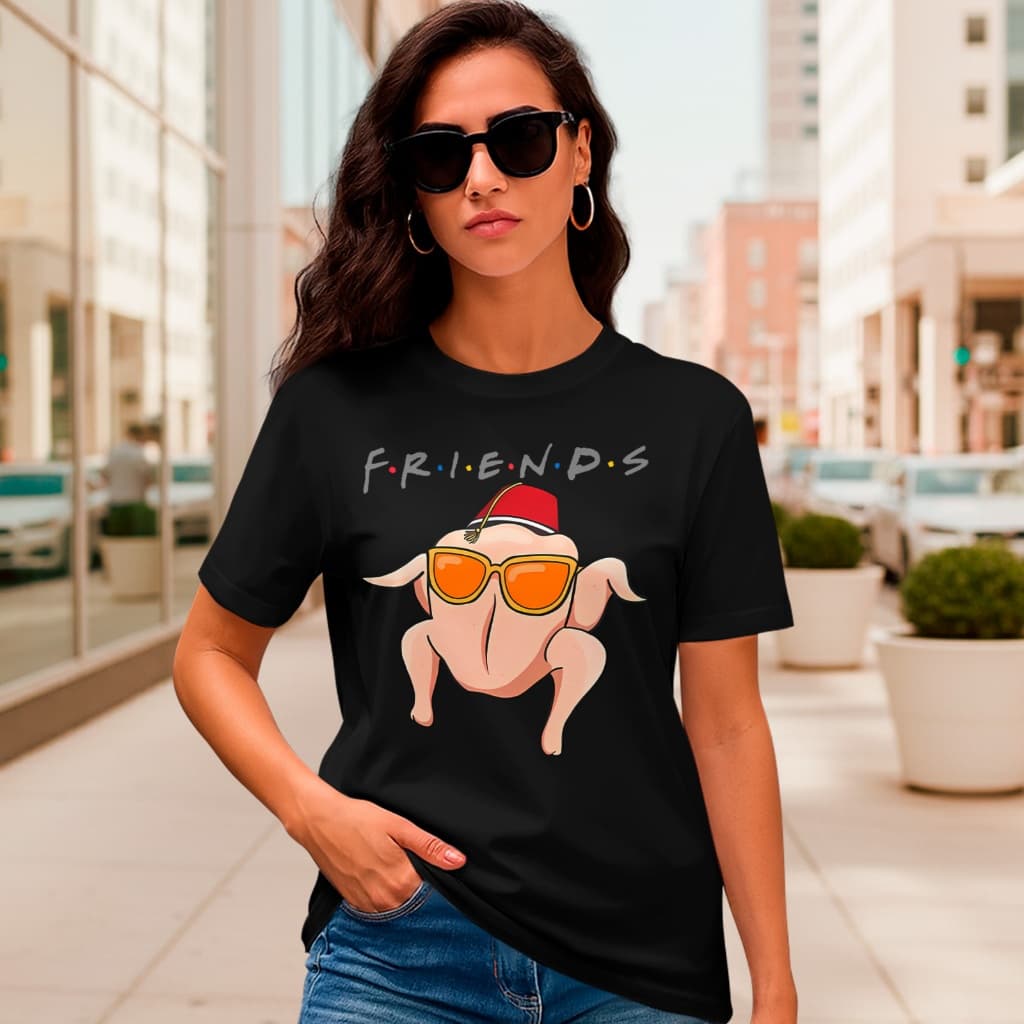 Camiseta Feminina Friends Frango Blusinha Casual Geek Estilo Nerd Camisa do Seriado Algodão