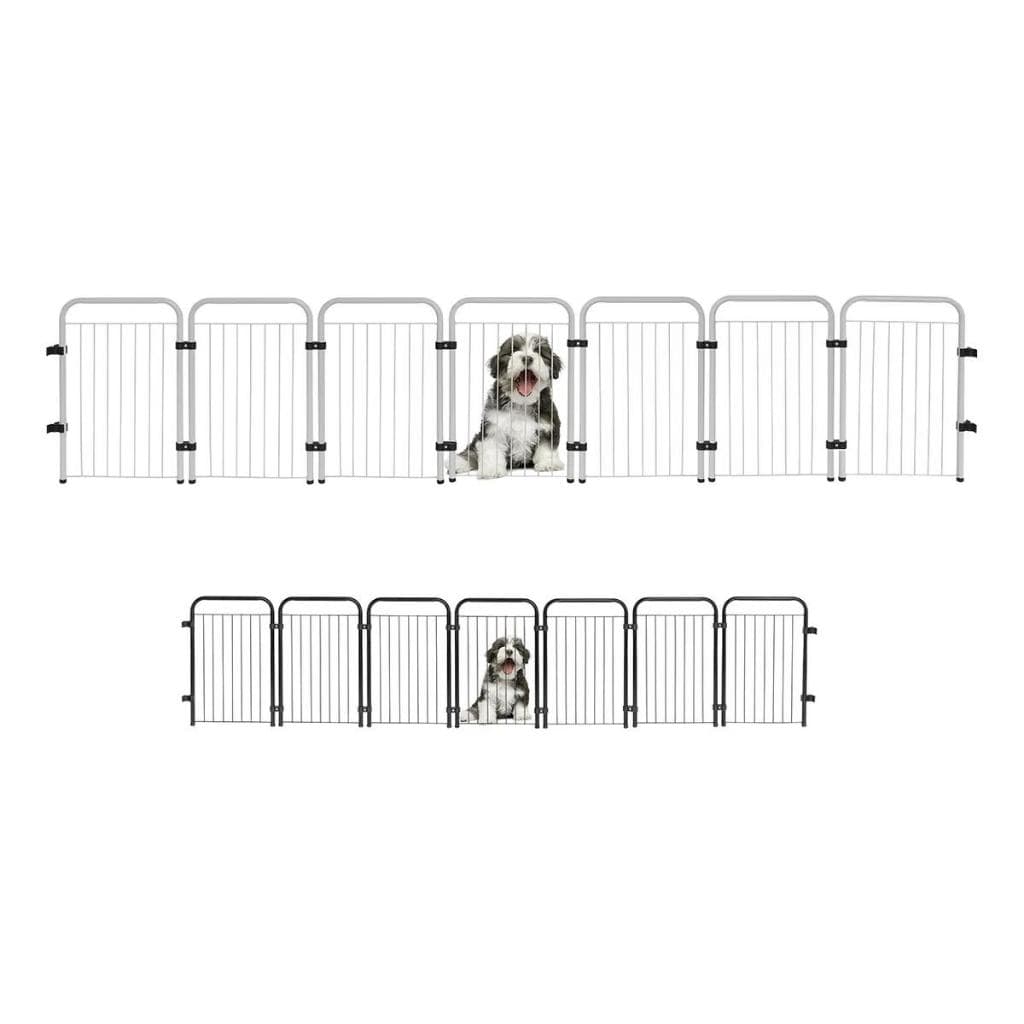 Cercado Pet Dobrável Portátil 224x51,5cm | 7 Módulos Aço Reforçado | Grade Segurança para Cachorro