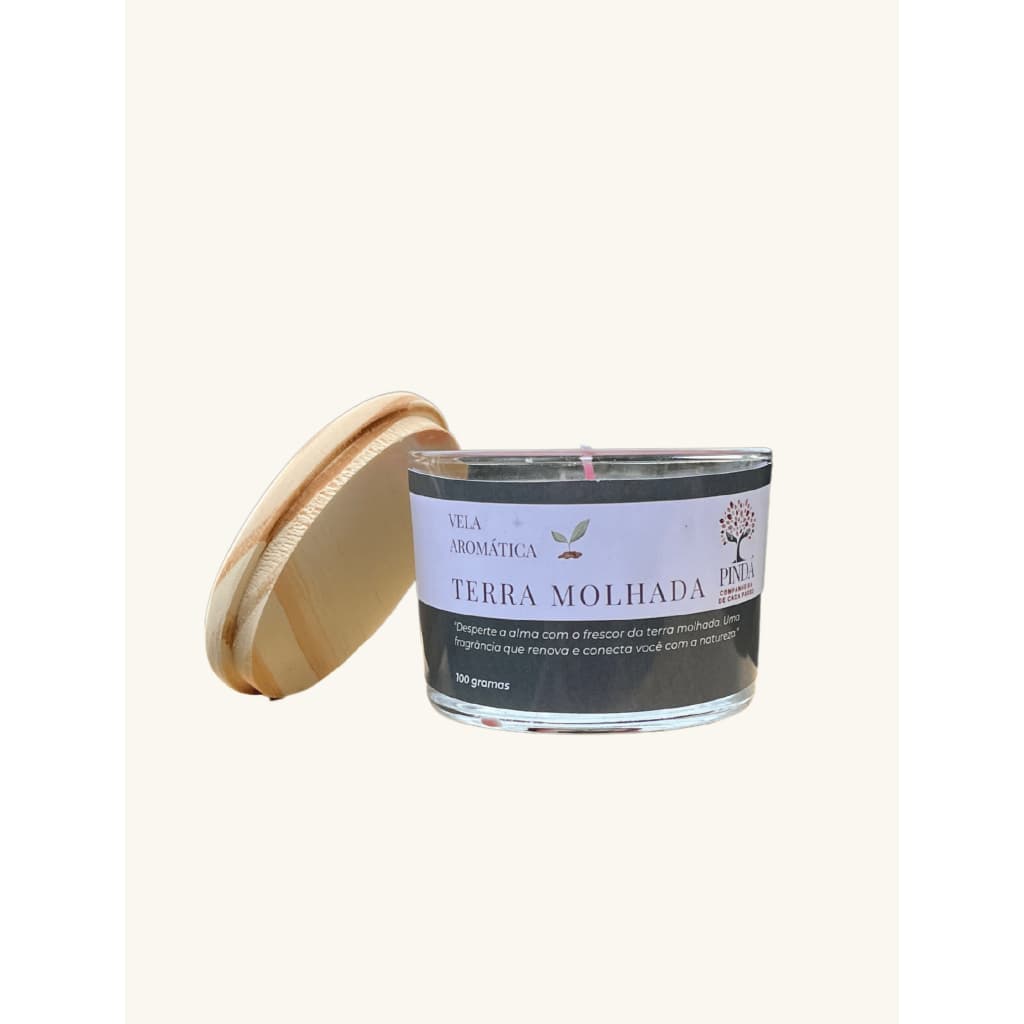 Vela Aromática Premium Terra Molhada 100g Pavio de gel Cera Vegetal Duração de até 8 horas