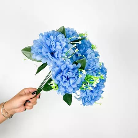 Buquê de Pompom grande artificial com 9 flores - BY800578