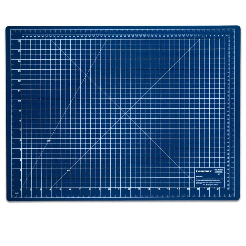 Base de Corte A2 Azul 60x45cm PVC para Patchwork, Scrapbook, Artesanato e Costura
