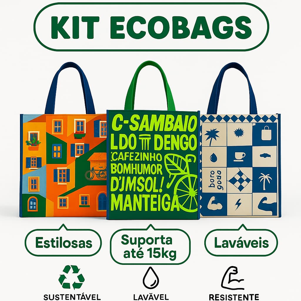 KIT com 3, 6, 10 Sacolas De Ráfia Ecológica Retornável Ecobag Grandes.
