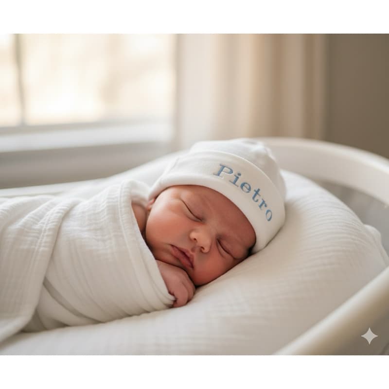 Touca personalizada saída maternidade com nome do bebê