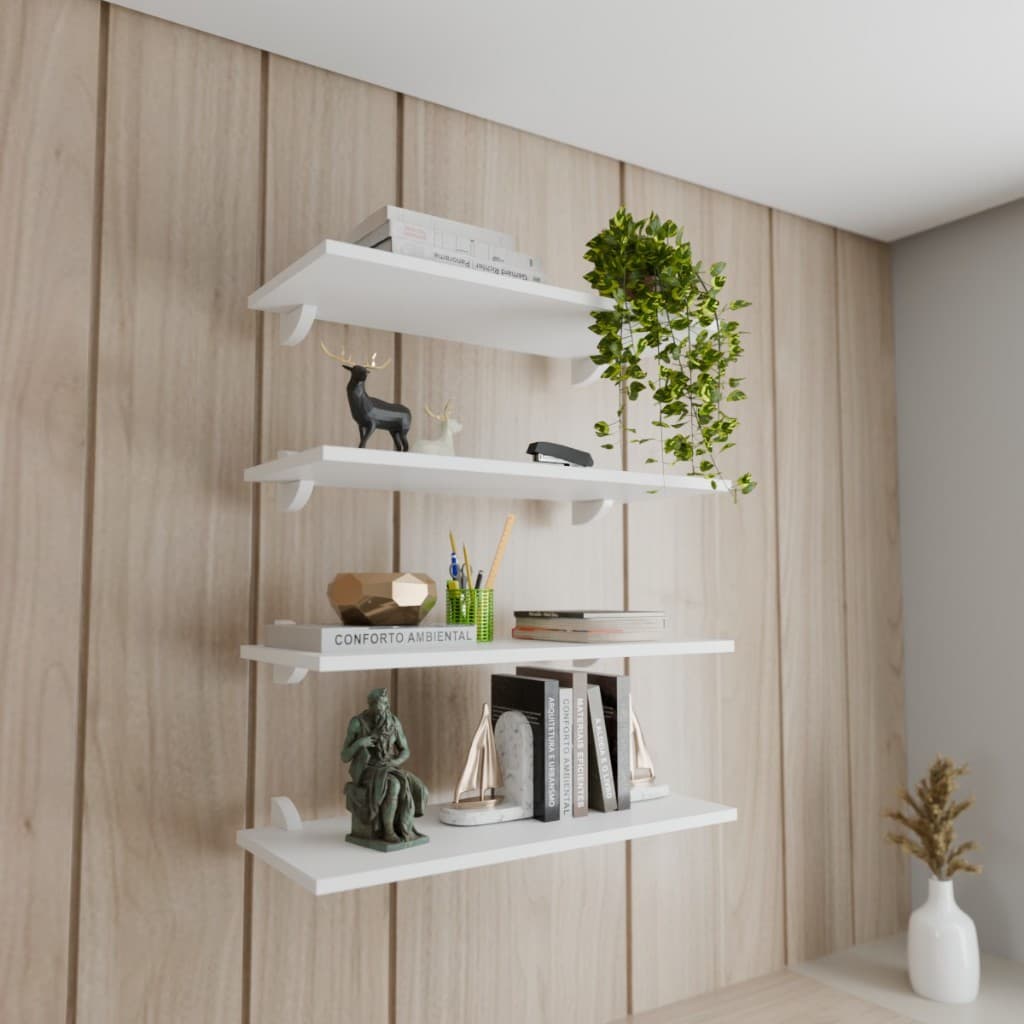 Kit 4 Prateleiras 70x25cm com Suporte ÁGUIA para Office | Organização e Decoração