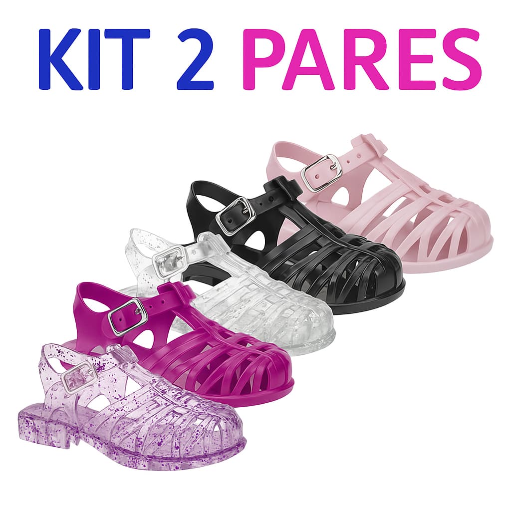 Kit Sandália Infantil Menina Papete Feminina Confortável Leve Antiderrapante Macia Blogueirinha