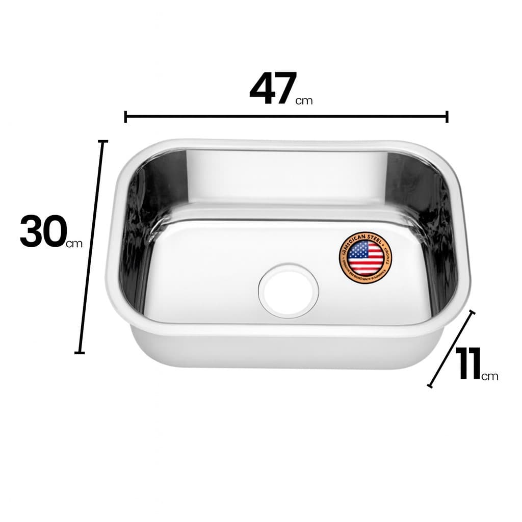 Cuba Pia Numero 1 Cozinha Inox American Steel 47x30x11 Rasa