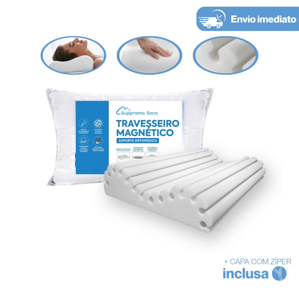 Travesseiro Americano Cervical Ortopédico Magnético Anti Ronco Sono Conforto Saúde Premium