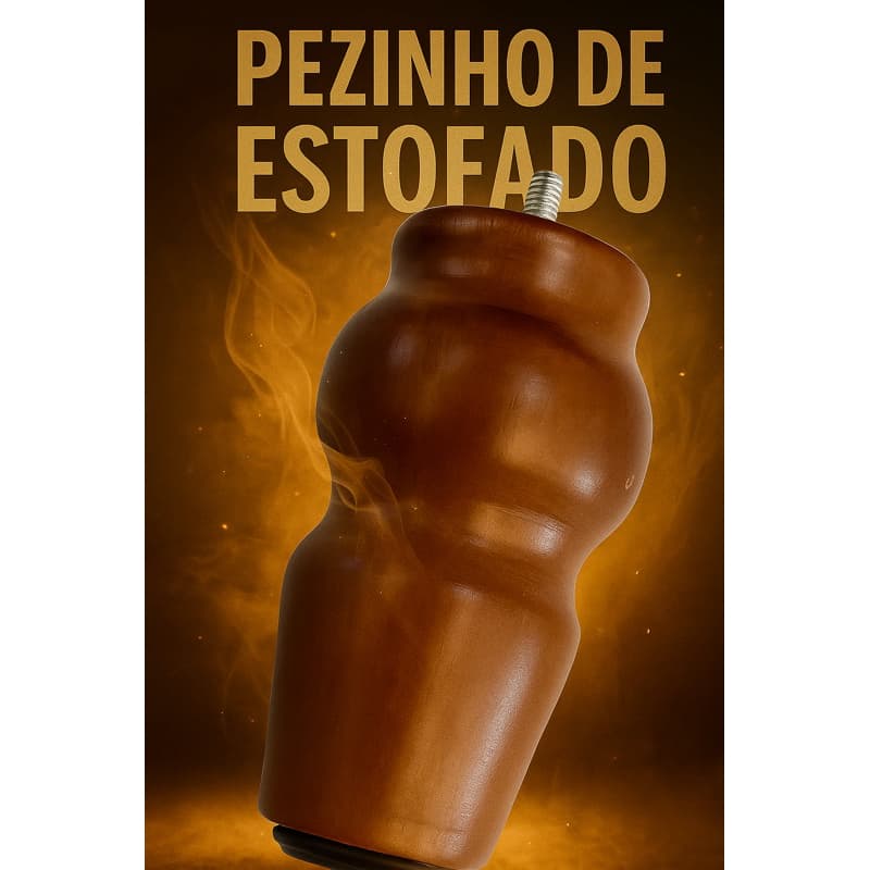 Pé de Madeira Maciça Tornado 12cm | Kit 4 Pés Estofado Poltrona Sofá Retrô