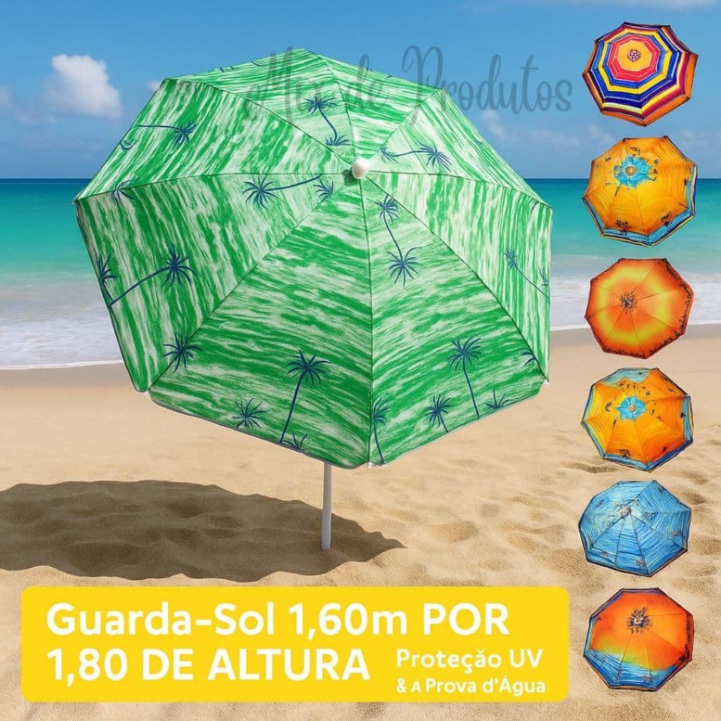 Guarda Sol de Praia Proteção UV Piscina Verão Sombrinha de Praia