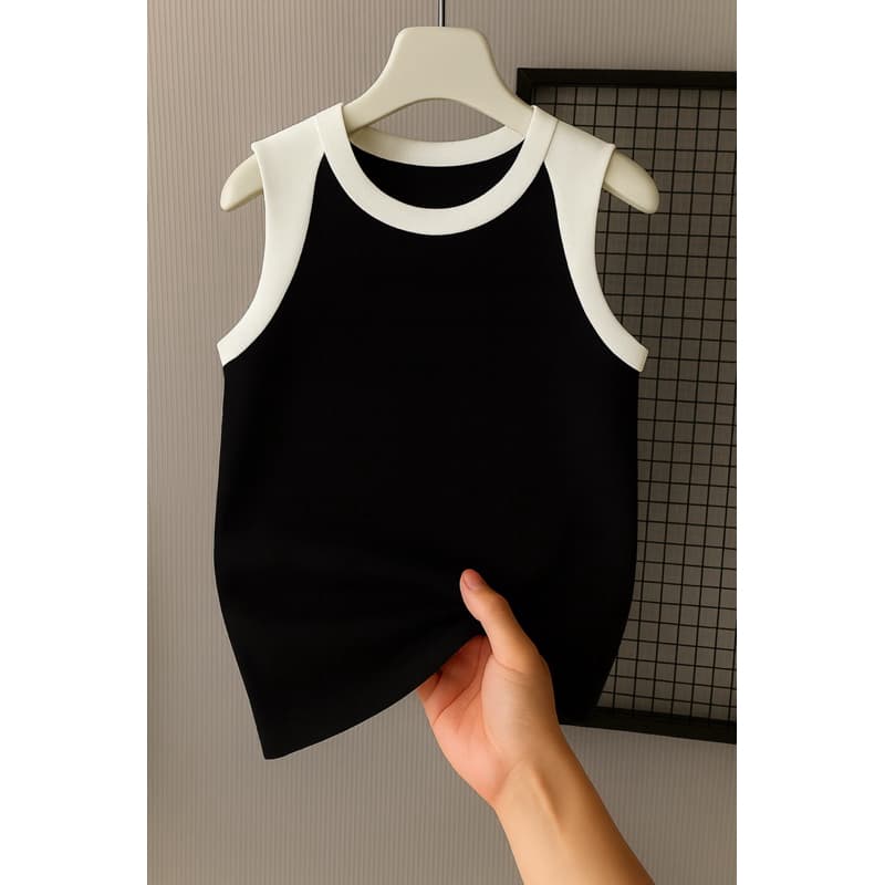 Regata Bicolor Feminina Elegante Ribana Canelada Algodão