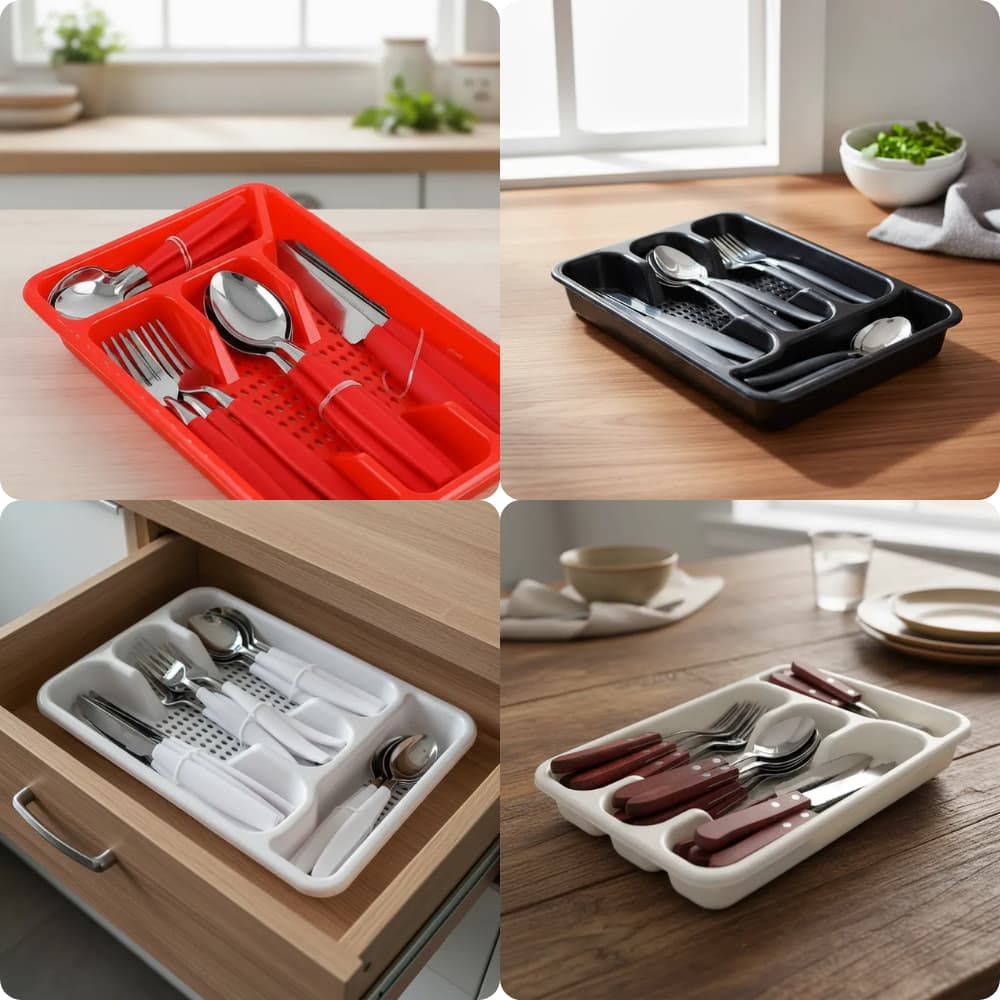 Jogo de Faqueiro 25 Peças com Porta Talher Utensílios Doméstico Cozinha Organizador Talheres Presente Casa Conjunto