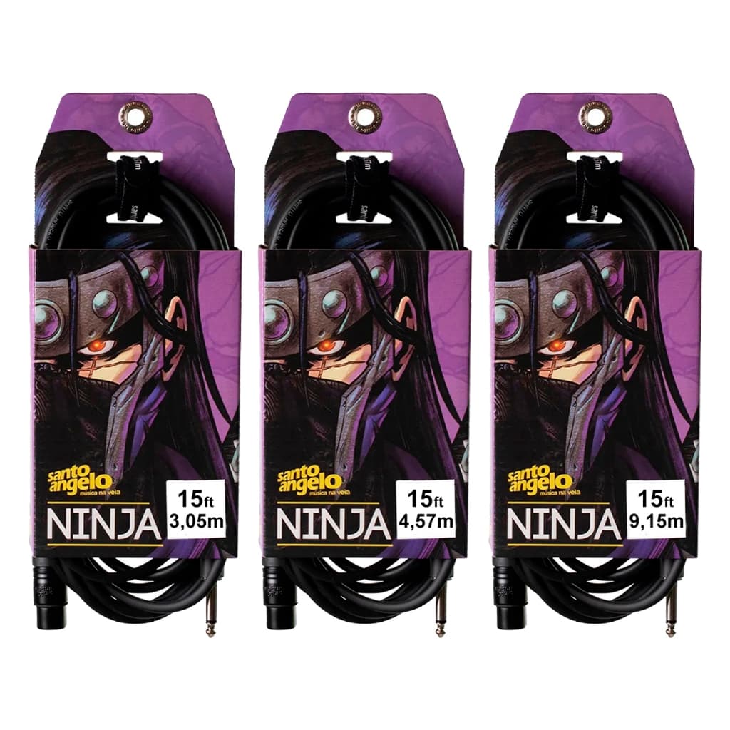 Cabo Santo Angelo Ninja P10 Mono (Macho) x XLR (Fêmea) - Profissional (3,05m), (4,57m), (9,15m)