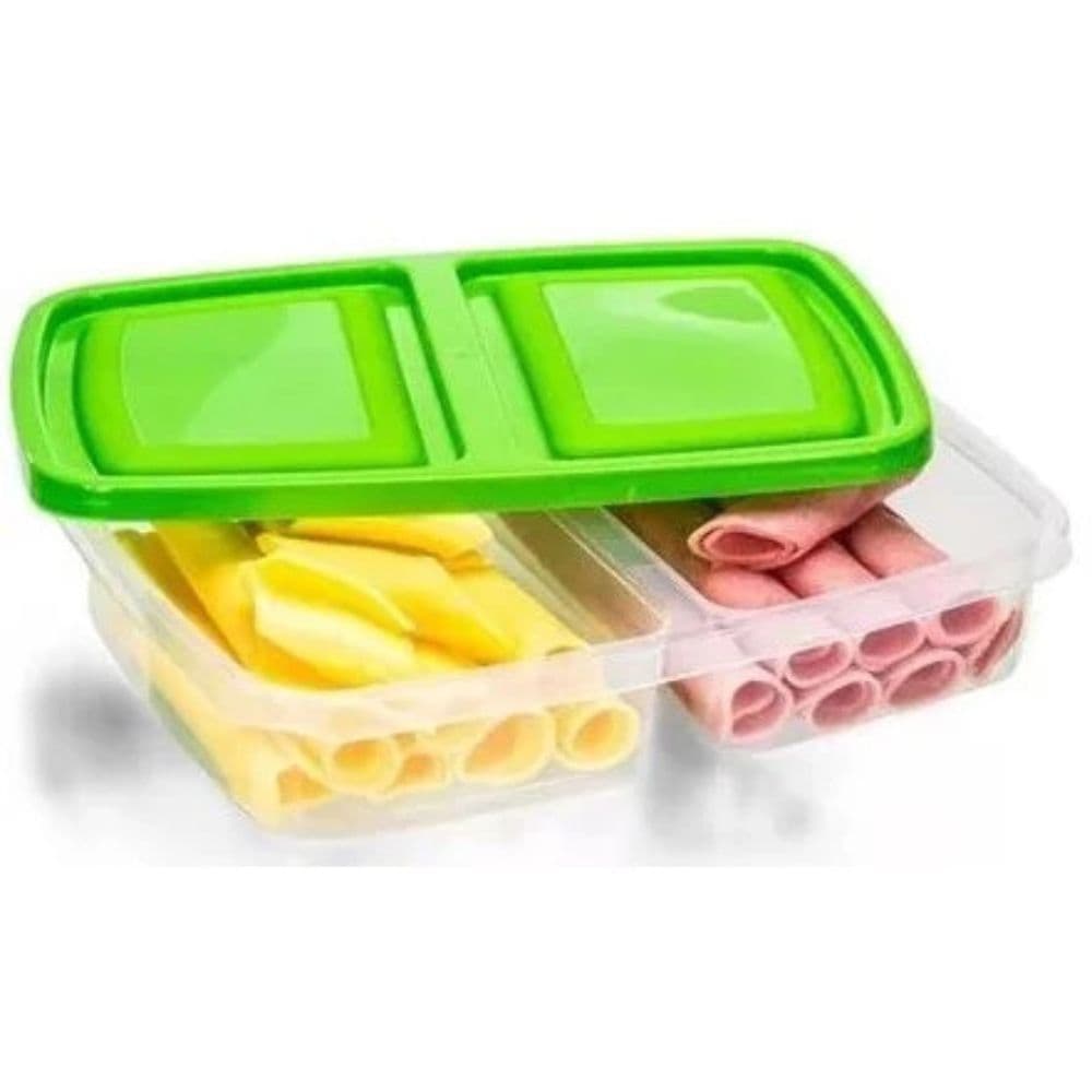 Porta Frios com 2 Divisórias Pote Multiuso Tampa Colorida 1250 Ml