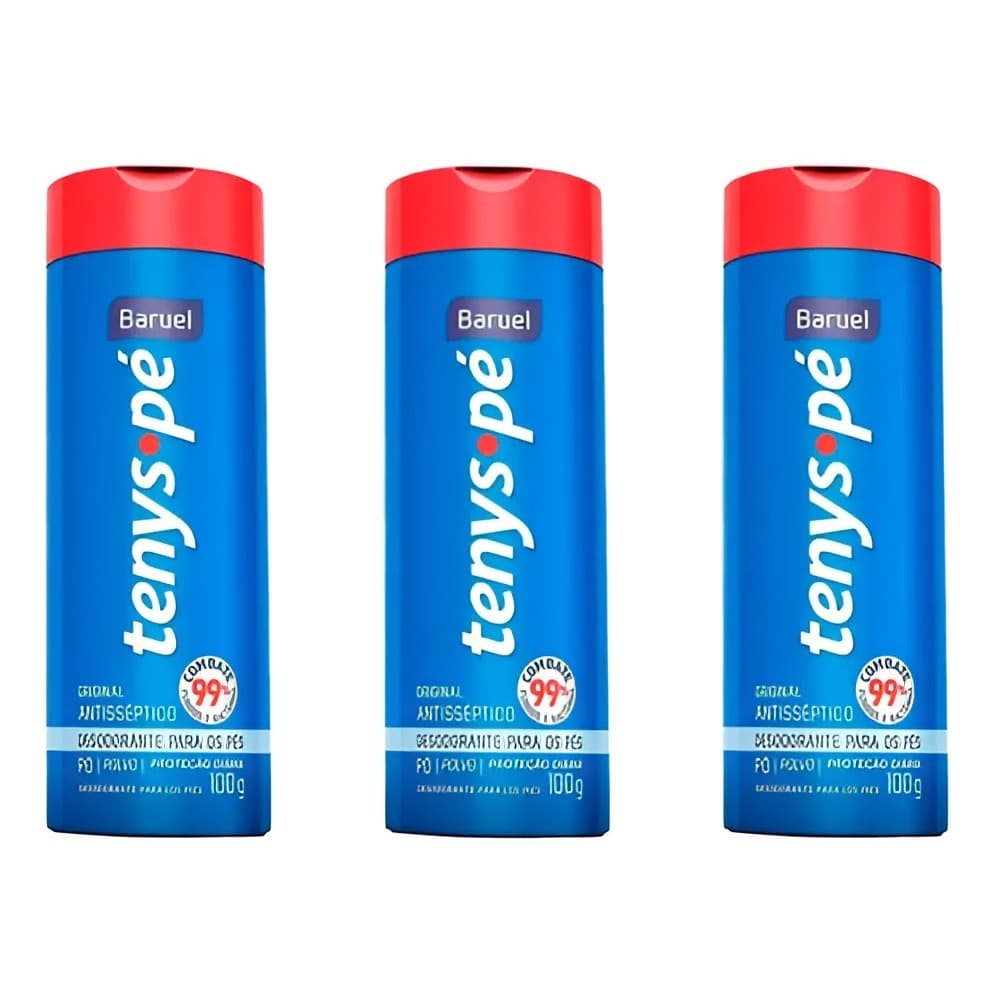 Kit 3 Talco Para Pés Tenys Pé Baruel Original Pó 100g