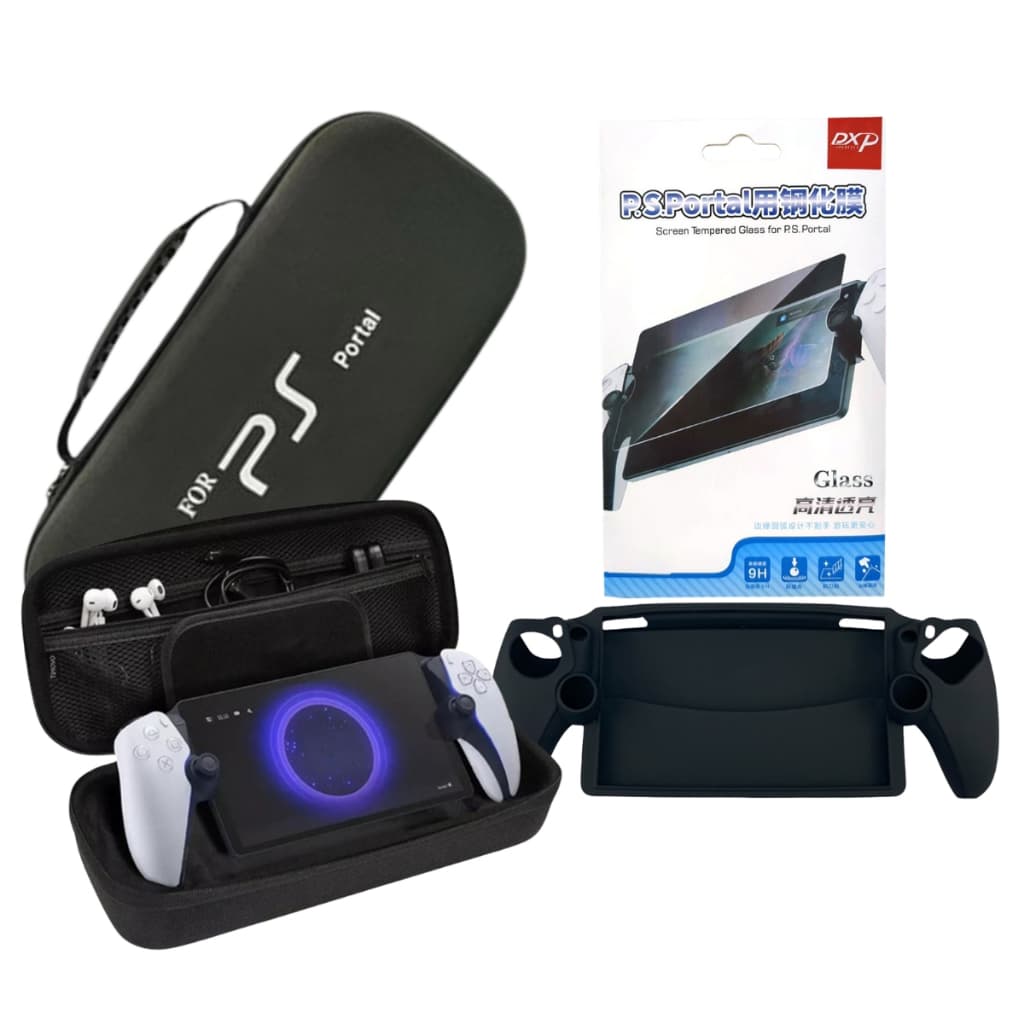 Estojo Case + Capa Silicone + Película Vidro Temperado para Ps Portal