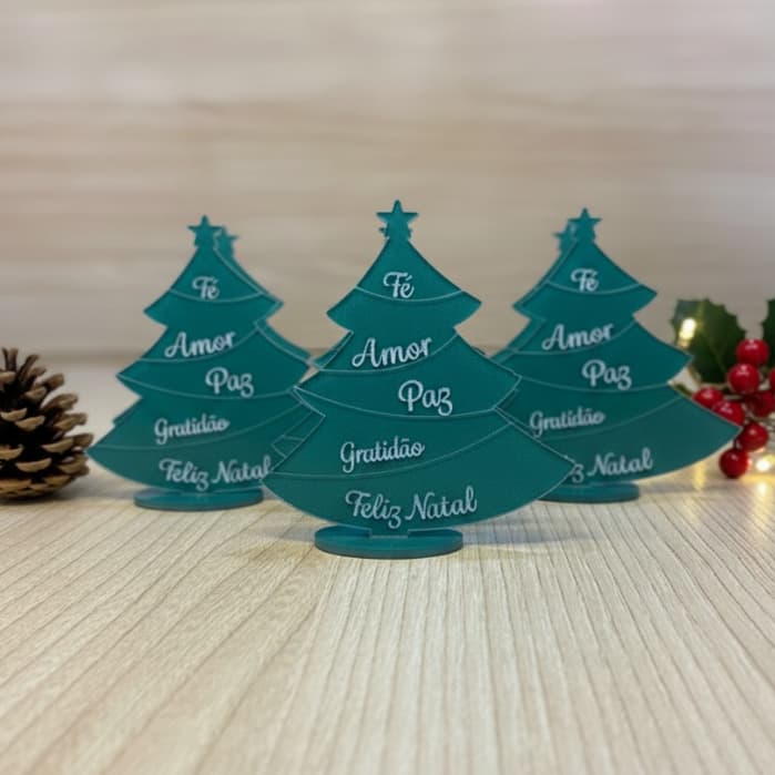 Kit 3 Mini Árvore de Natal acrílico gravação artesanato lembrancinha natal enfeite de mesa natalino brinde personalizado